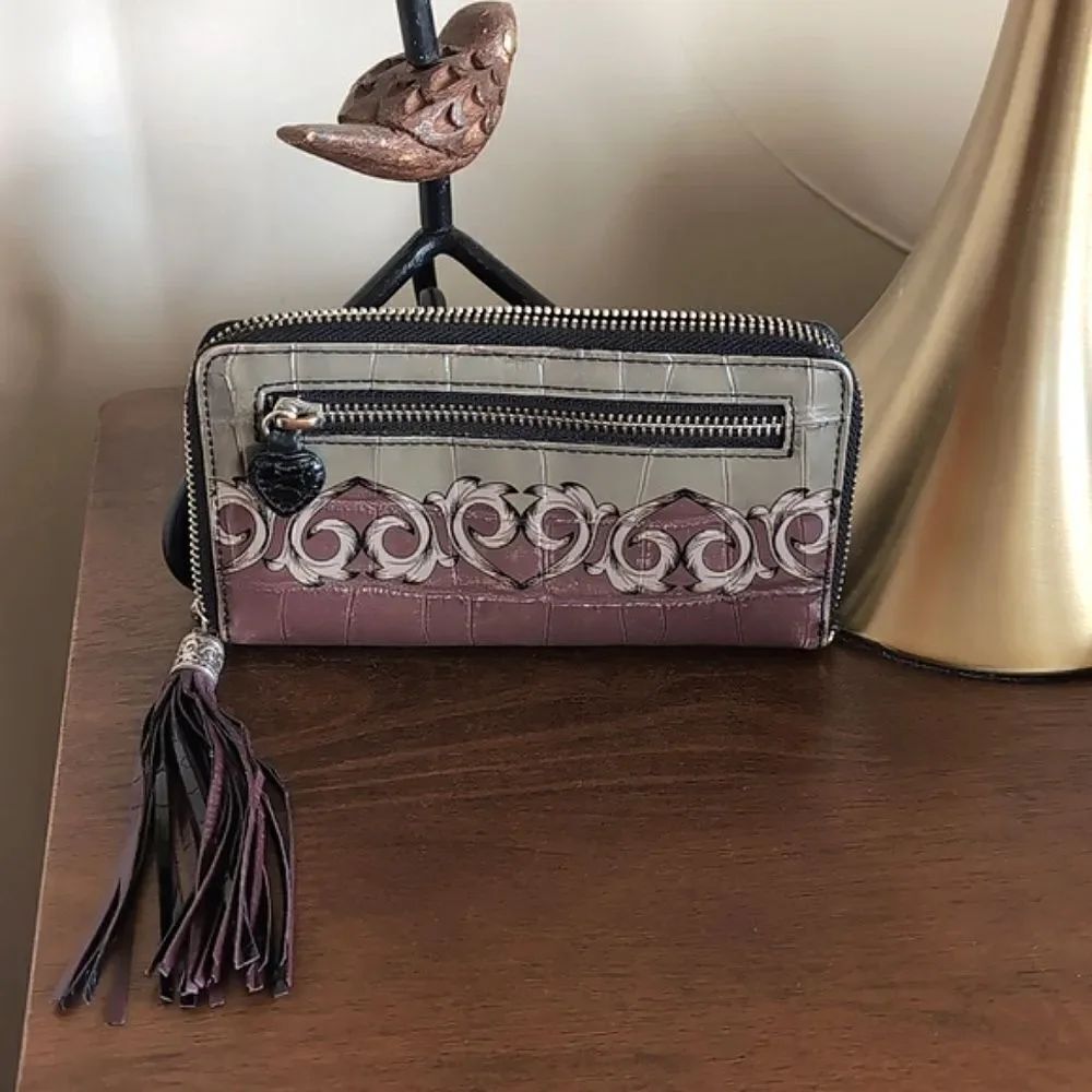 Vintage Brighton Toscana Singra Large Wallet Clutch W Charm Tassel